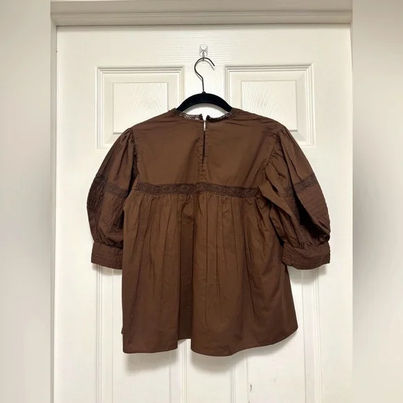 NWT ZARA Lace Puff Sleeve Blouse - Picture 8 of 10